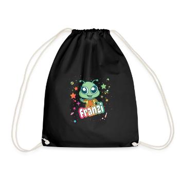 FRANZI - Schöner Mädchen Name mit süßem Alien - Turnbeutel - Schwarz - Vorne