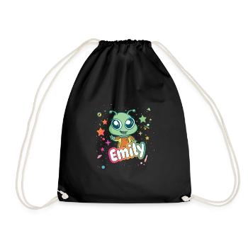 EMILY - Beautiful girl name with cute alien - Drawstring Bag - black - Front