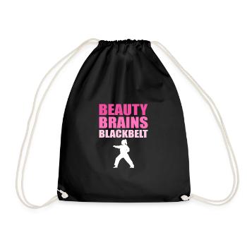 Karate Self Defense Black Belt - Drawstring Bag - black - Front