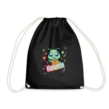 FLORENTIN - Beautiful boy name with cute alien - Drawstring Bag - black - Front