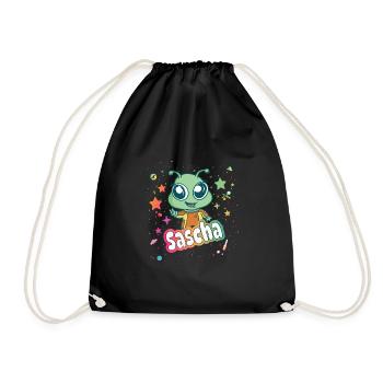 SASCHA - Beau nom de garçon avec un extraterrestre mignon - Sac de sport léger - noir - Devant