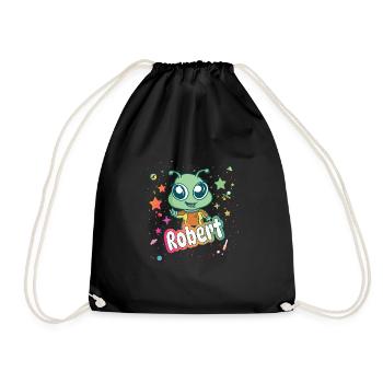 ROBERT - Beau nom de garçon avec extraterrestre mignon - Sac de sport léger - noir - Devant