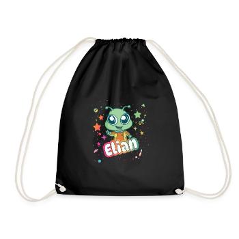 ELIAN - Beau nom de garçon avec un extraterrestre mignon - Sac de sport léger - noir - Devant