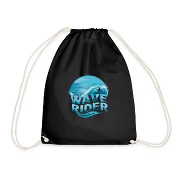 Wave Rider Surfen Surfing für Surfer - Turnbeutel - Schwarz - Vorne