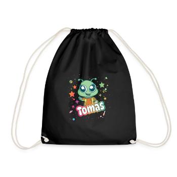 TOMÁS - Beautiful boy name with cute alien - Drawstring Bag - black - Front