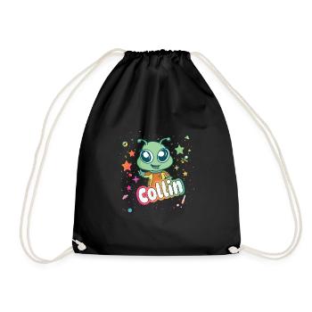 COLLIN - Beau nom de garçon avec extraterrestre mignon - Sac de sport léger - noir - Devant