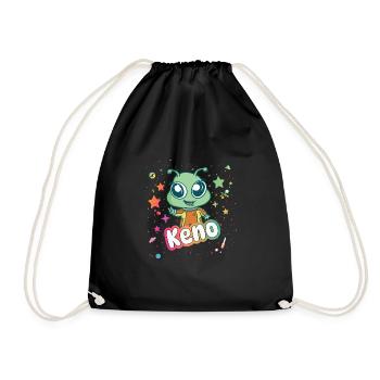 KENO - Beau nom de garçon avec un extraterrestre mignon - Sac de sport léger - noir - Devant