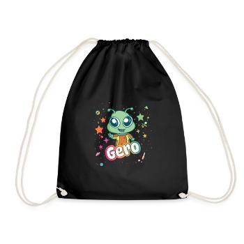 GERO - Beautiful boy name with cute alien - Drawstring Bag - black - Front