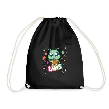 LUIS - Beautiful boy name with cute alien - Drawstring Bag - black - Front