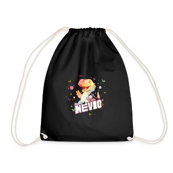 NEVIO - Beau prénom de garçon avec mignon DINO T-REX - Sac de sport léger - noir - Devant