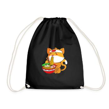 Maneki Neko Japan Glücksbringer - Turnbeutel - Schwarz - Vorne
