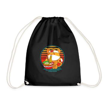 Maneki Neko Japan Glücksbringer - Turnbeutel - Schwarz - Vorne
