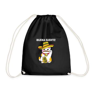 Maneki Neko Japan Glücksbringer - Turnbeutel - Schwarz - Vorne