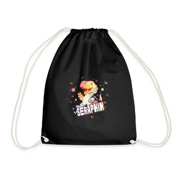 SERAPHIN - Beau prénom de garçon avec mignon DINO T-REX - Sac de sport léger - noir - Devant