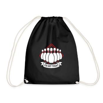 Bowlen Bowler Bowling Kegel Bowlingkugel - Turnbeutel - Schwarz - Vorne