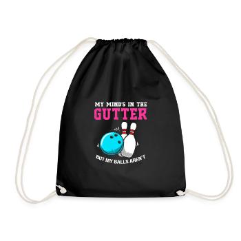 Bowling Bowler Bowling Skittles Bowling Ball - Drawstring Bag - black - Front