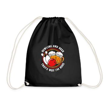 Bowling Bowler Bowling Skittles Bowling Ball - Drawstring Bag - black - Front