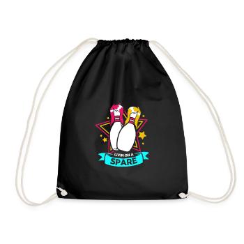 Bowling Bowler Bowling Skittles Bowling Ball - Drawstring Bag - black - Front