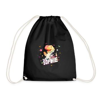 SOPHIE - Beautiful GIRL name with cute DINO T-REX - Drawstring Bag - black - Front