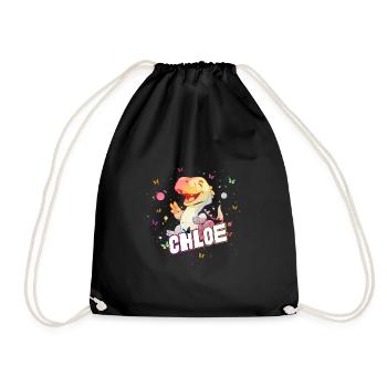 CHLOE - Beau prénom de FILLE avec mignon DINO T-REX - Sac de sport léger - noir - Devant