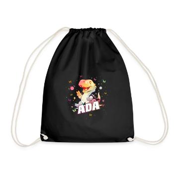 ADA - Beautiful GIRL Name with Cute DINO - Drawstring Bag - black - Front