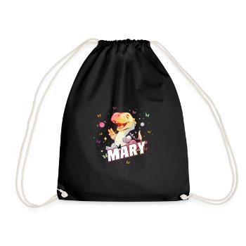 MARY - Beautiful GIRL name with cute DINO - Drawstring Bag - black - Front