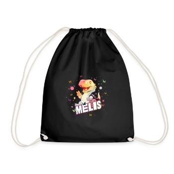 MELIS - Beau nom de FILLE avec un DINO mignon - Sac de sport léger - noir - Devant