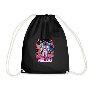 MI LOU - Beau prénom de garçon avec astronaute cool - Sac de sport léger - noir - Devant