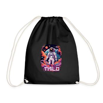 THILO - Beau prénom de garçon avec astronaute cool - Sac de sport léger - noir - Devant