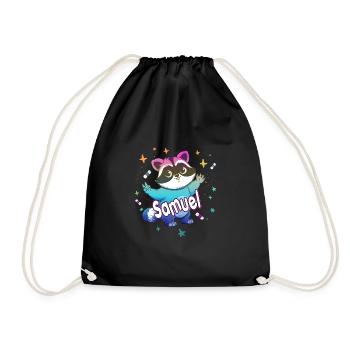 SAMUEL - Beautiful boy name with cute raccoon - Drawstring Bag - black - Front