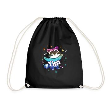 TIM - Beau nom de garçon avec un raton laveur mignon - Sac de sport léger - noir - Devant