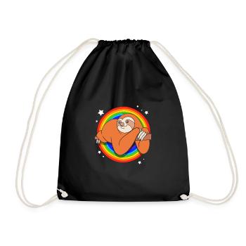 sloth laziness lazy morning grouch LGBT - Drawstring Bag - black - Front