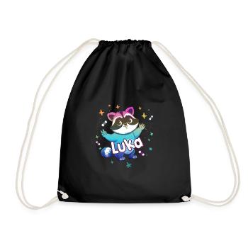 LUKA - Beautiful boy name with cute raccoon - Drawstring Bag - black - Front