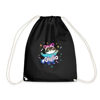 GIULIO - Beautiful boy name with cute raccoon - Drawstring Bag - black - Front