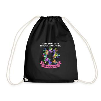 Hummingbird - Drawstring Bag - black - Front