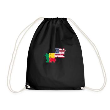 Benin United States American Beninese Flag - Drawstring Bag - black - Front