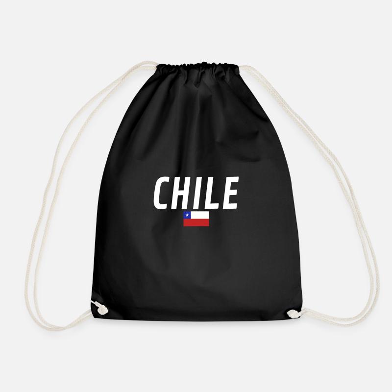 Chile Chilean flag Chilean - Drawstring Bag - black