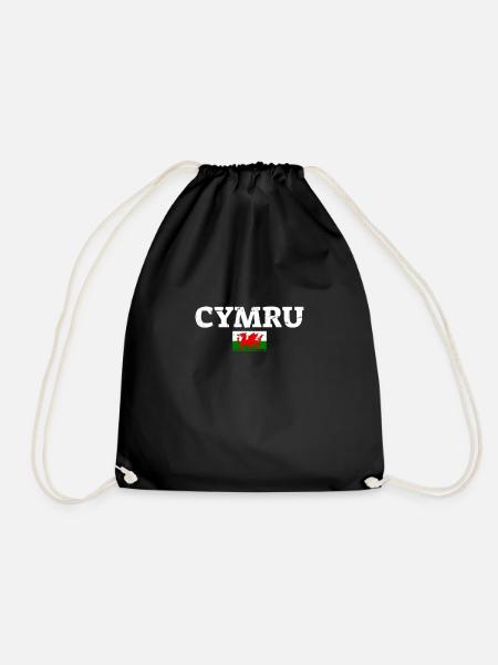 Cymru Wales Vintage Walisische Flagge Waliser - Turnbeutel - Schwarz
