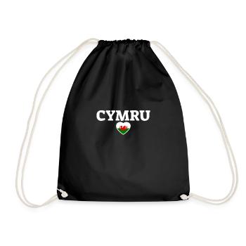 Cymru Wales Walisische Flagge Waliser - Turnbeutel - Schwarz - Vorne