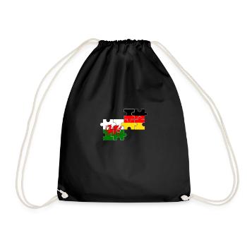 Wales Deutschland Flagge Deutsch Waliser - Turnbeutel - Schwarz - Vorne