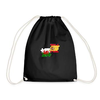 Wales Spain Flag Spaniards Welsh - Drawstring Bag - black - Front