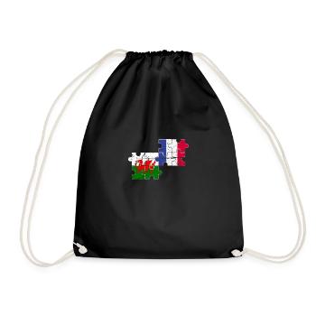 Wales France Vintage Flag French Welsh - Drawstring Bag - black - Front
