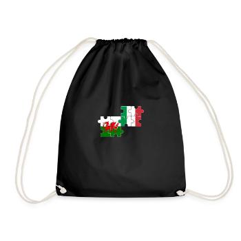 Wales Italy Flag Italians Welsh - Drawstring Bag - black - Front
