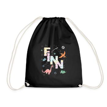 FINN - Beau prénom de garçon avec dinosaure - Sac de sport léger - noir - Devant