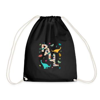 PAUL - Beautiful boy name with dinosaur - Drawstring Bag - black - Front