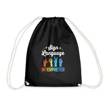 Sign language sign ASL deaf - Drawstring Bag - black - Front