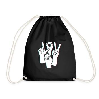 Sign language sign ASL deaf - Drawstring Bag - black - Front