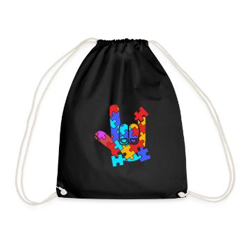Sign language sign ASL deaf - Drawstring Bag - black - Front