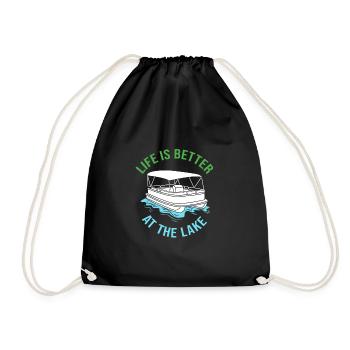 Pontoon Boat Boat Boats - Drawstring Bag - black - Front