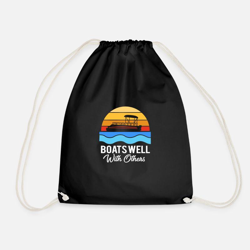 Pontoon Boat Boat Boats - Drawstring Bag - black